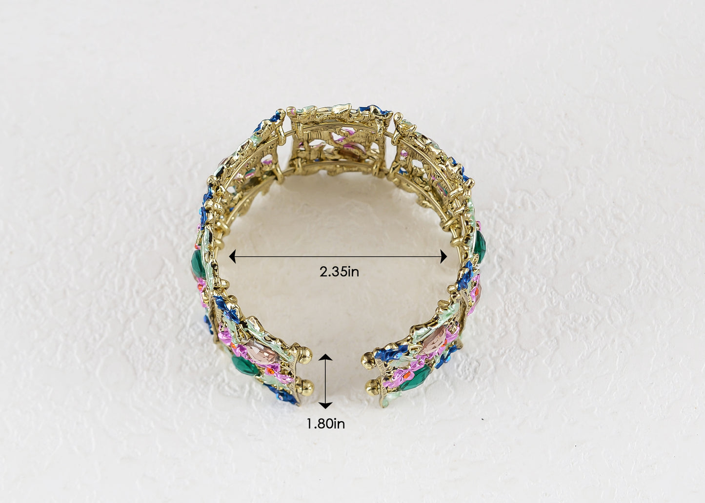 Alilang Women Gold Hollow Vintage Floral Crystal Rhinestone Enamel Flower Garden Bracelet Bangle Cuff