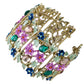 Alilang Women Gold Hollow Vintage Floral Crystal Rhinestone Enamel Flower Garden Bracelet Bangle Cuff