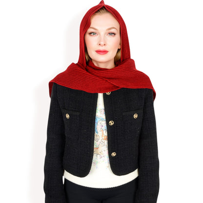 Women's Knitted Hooded Scarf with Versatile Design and Warm Ribbed Texture for Stylish Comfort and Winter Protection - ALILANG.COM