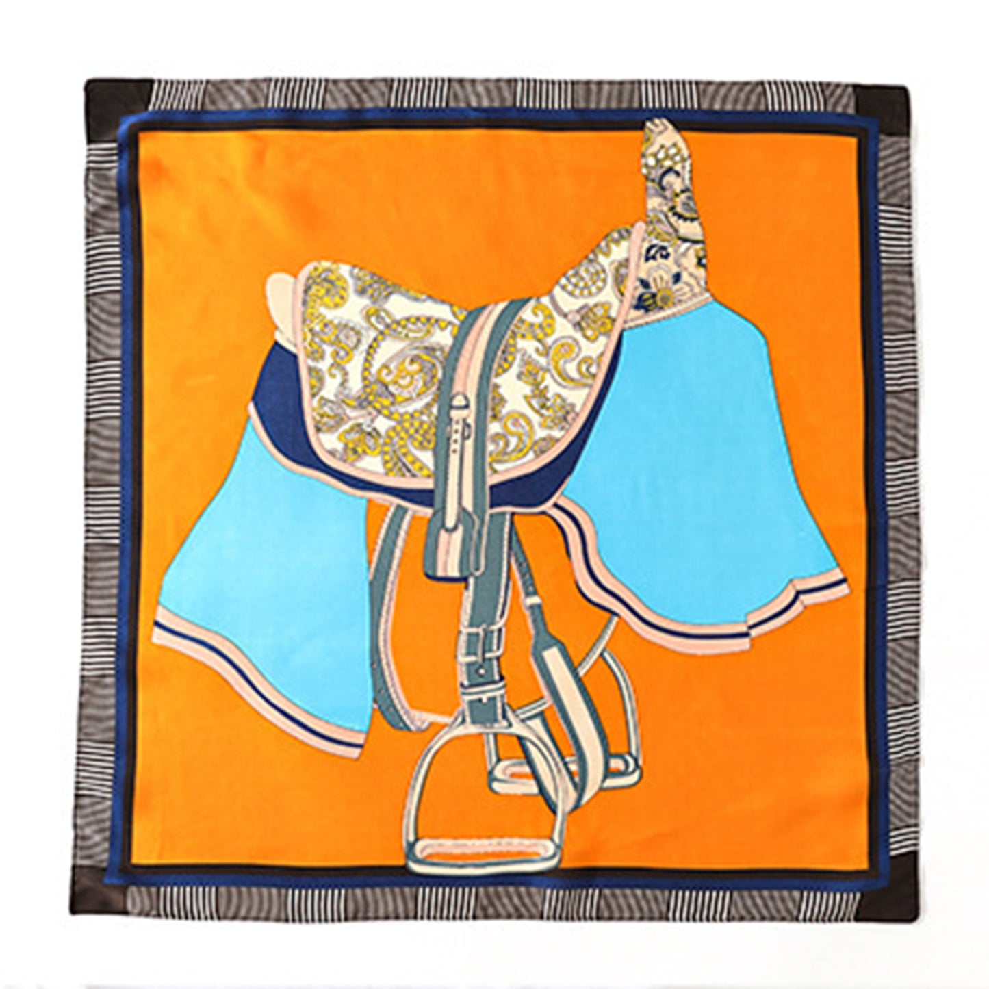 Anna-Kaci Women's Colorful Boho Patterned Satin Scarf with Abstract Print for Neck Hair or Handbag Accent