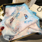 Anna-Kaci Women's Satin Square Scarf with Butterfly and Floral Print Lightweight Silky Neck Head or Bag Accessory