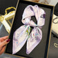 Anna-Kaci Women's Satin Square Scarf with Butterfly and Floral Print Lightweight Silky Neck Head or Bag Accessory