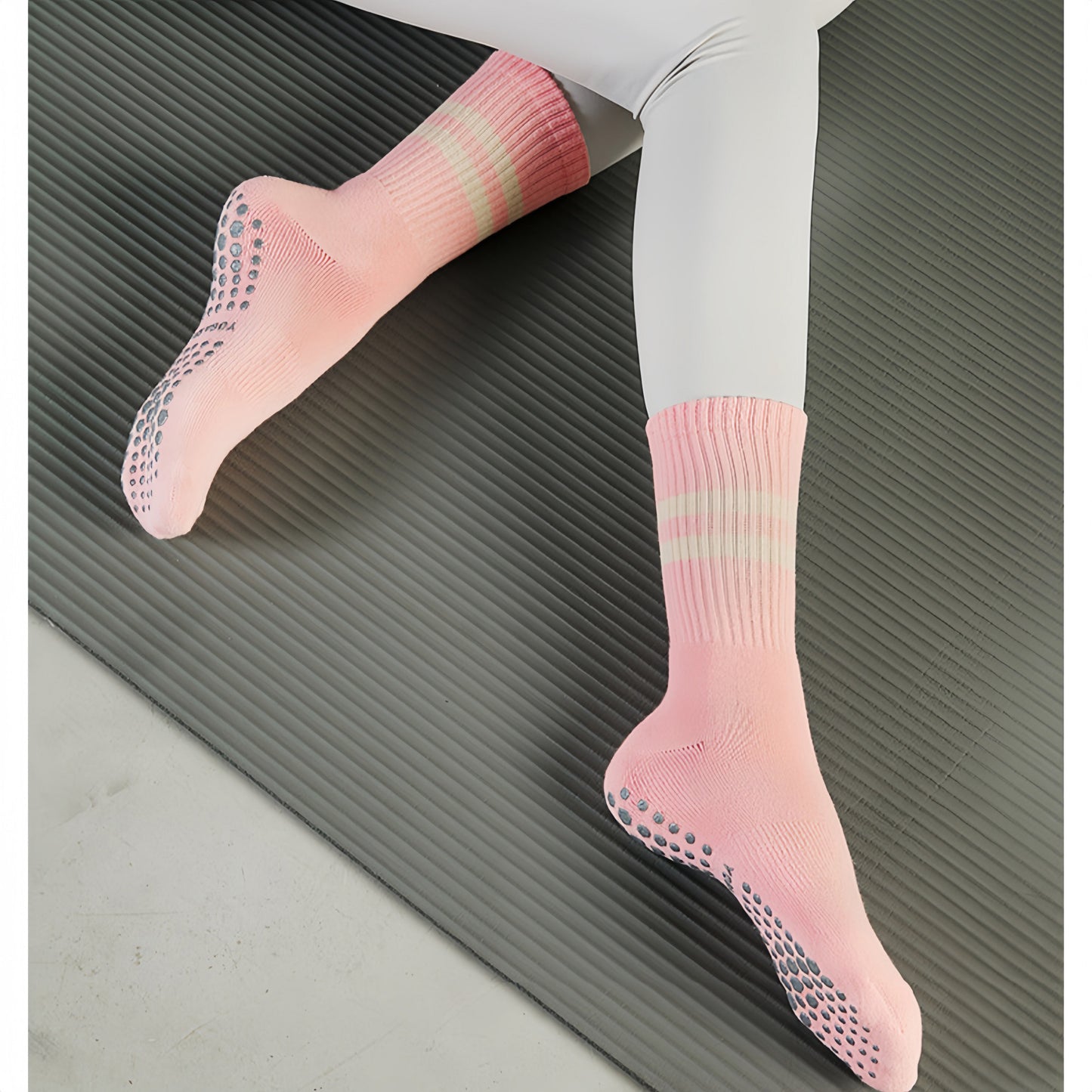 Alilang Women's 3-Pack Non-Slip Athletic Crew Socks with Striped Detail and Cushioned Support - One Size Fits Most