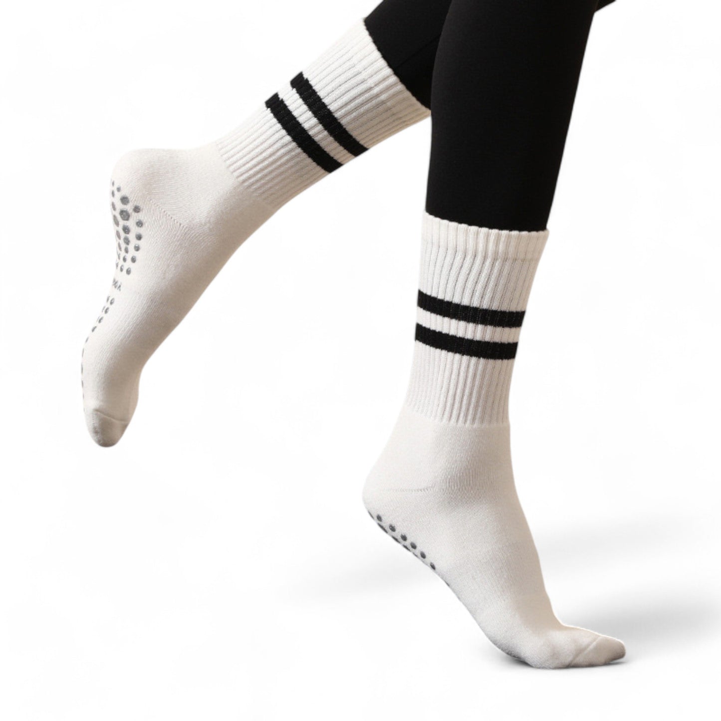 Alilang Women's 3-Pack Non-Slip Athletic Crew Socks with Striped Detail and Cushioned Support - One Size Fits Most