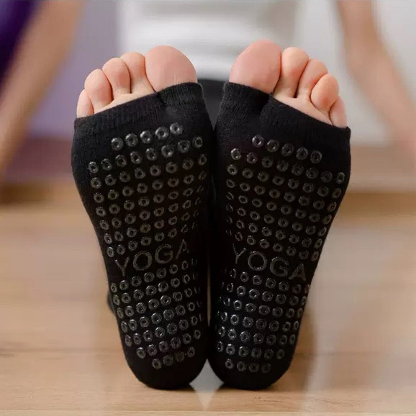 Anna-Kaci Women's Open Toe Yoga Socks with Anti-Slip Grip Sole Breathable Fabric for Barre and Pilates 2-Pack