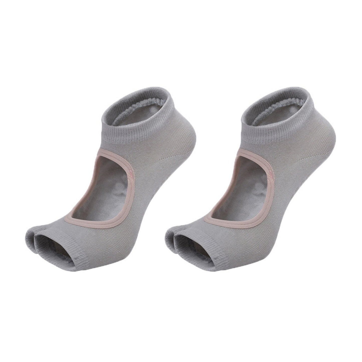 Anna-Kaci Women's Open Toe Yoga Socks with Anti-Slip Grip Sole Breathable Fabric for Barre and Pilates 2-Pack