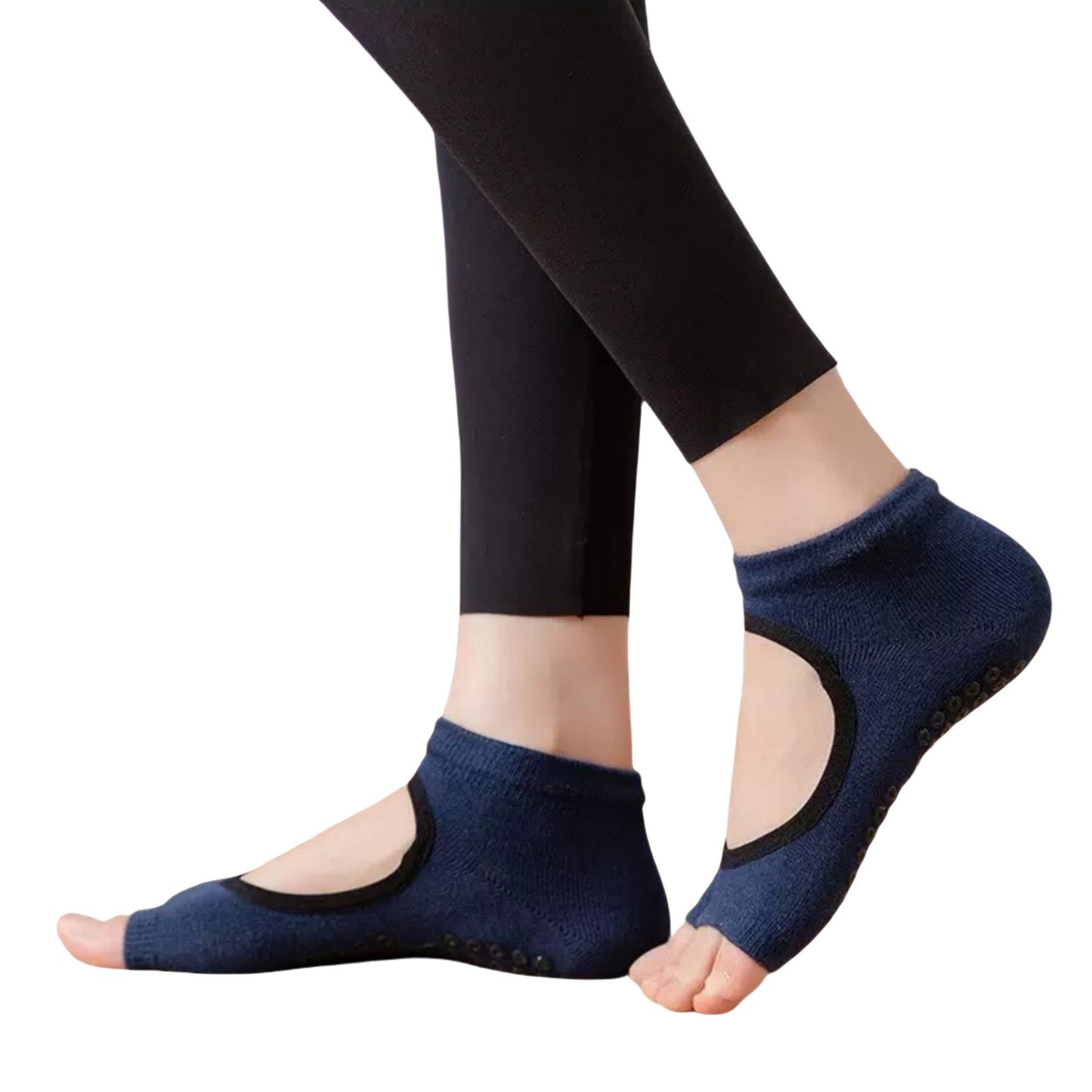 Anna-Kaci Women's Open Toe Yoga Socks with Anti-Slip Grip Sole Breathable Fabric for Barre and Pilates 2-Pack