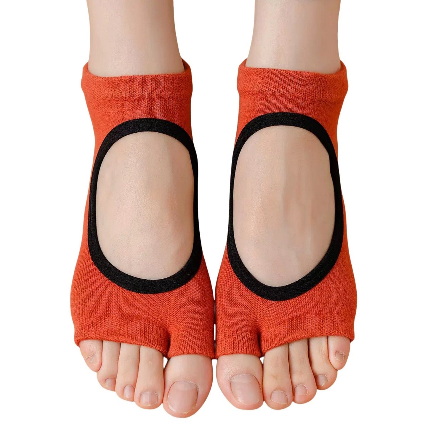 Anna-Kaci Women's Open Toe Yoga Socks with Anti-Slip Grip Sole Breathable Fabric for Barre and Pilates 2-Pack