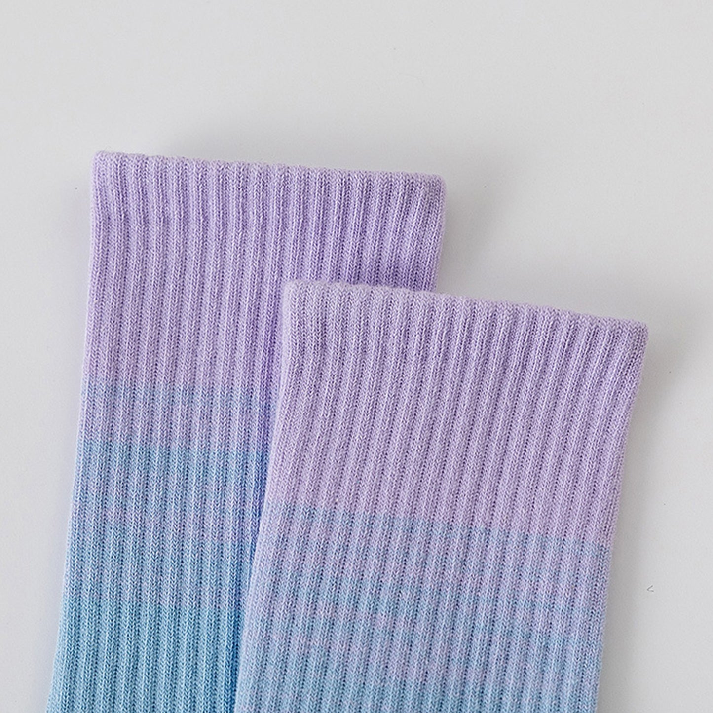 Anna-Kaci 2 Pairs Gradient Ribbed Crew Socks with Non-Slip Grip Bottom for Indoor or Studio Use