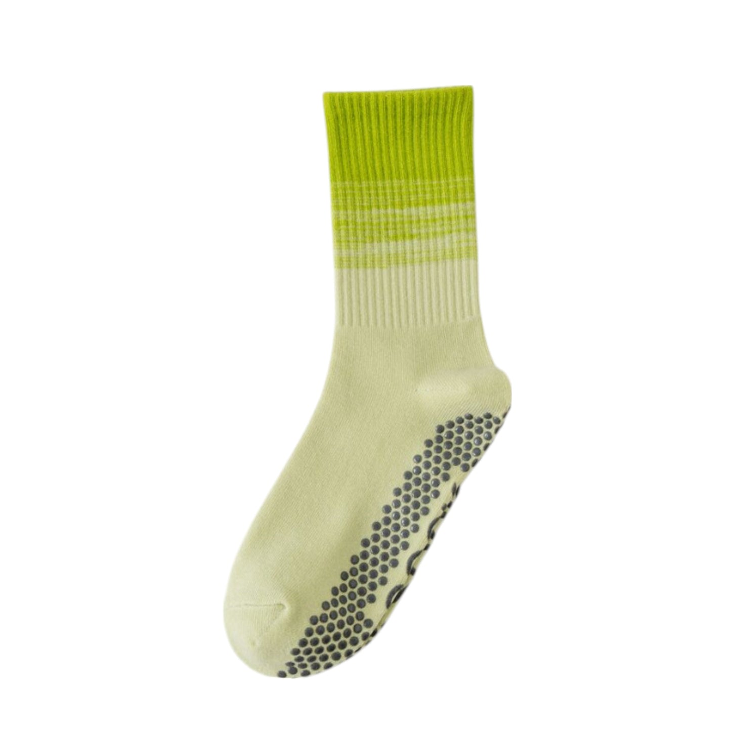 Anna-Kaci 2 Pairs Gradient Ribbed Crew Socks with Non-Slip Grip Bottom for Indoor or Studio Use