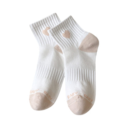 Anna-Kaci Women's Ribbed Ankle Socks with Contrast Toe and Heart Detail for Everyday Casual Wear