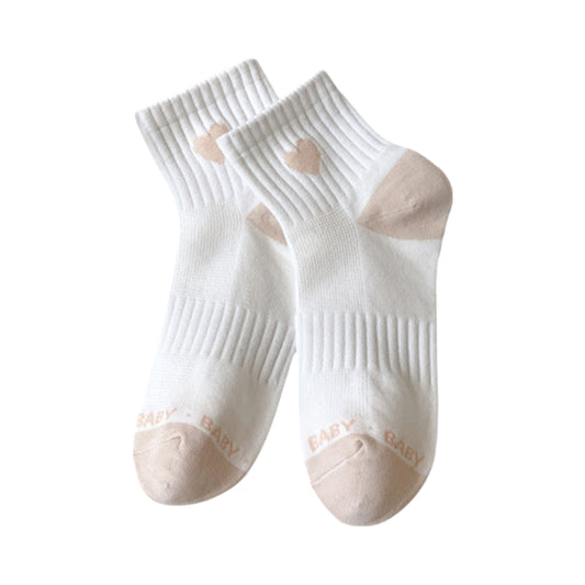 Anna-Kaci Women's Ribbed Ankle Socks with Contrast Toe and Heart Detail for Everyday Casual Wear
