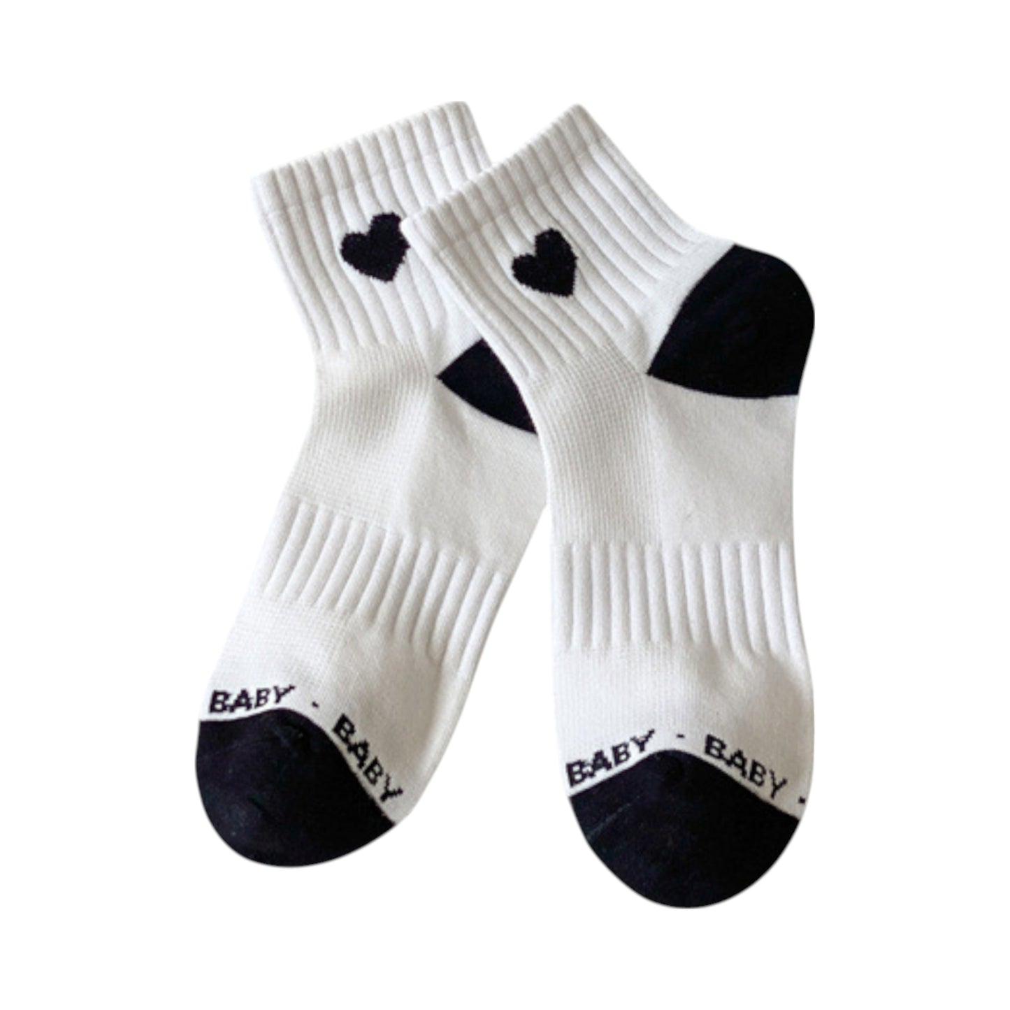 Anna-Kaci Women's Ribbed Ankle Socks with Contrast Toe and Heart Detail for Everyday Casual Wear
