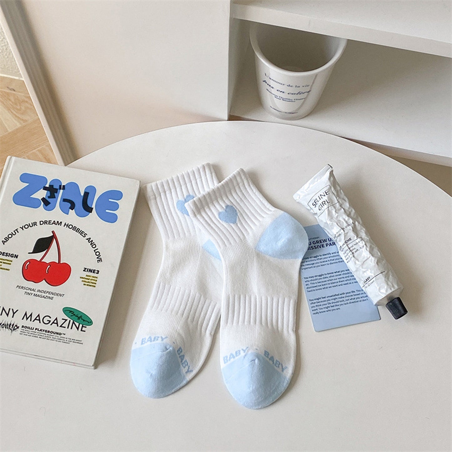 Anna-Kaci Women's Ribbed Ankle Socks with Contrast Toe and Heart Detail for Everyday Casual Wear