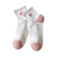 Anna-Kaci Women's Ribbed Ankle Socks with Contrast Toe and Heart Detail for Everyday Casual Wear