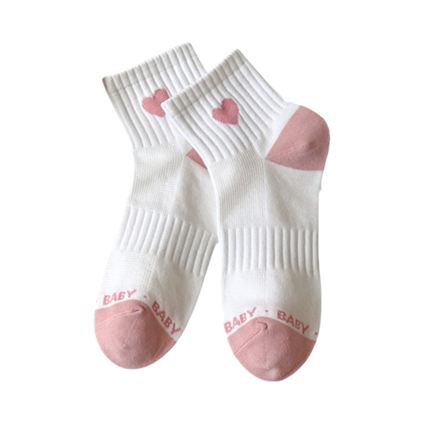 Anna-Kaci Women's Ribbed Ankle Socks with Contrast Toe and Heart Detail for Everyday Casual Wear