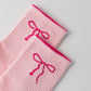 Anna-Kaci Women's 2-Pack Non-Slip Grip Socks with Bow Embroidery and Anti-Skid Dot Soles