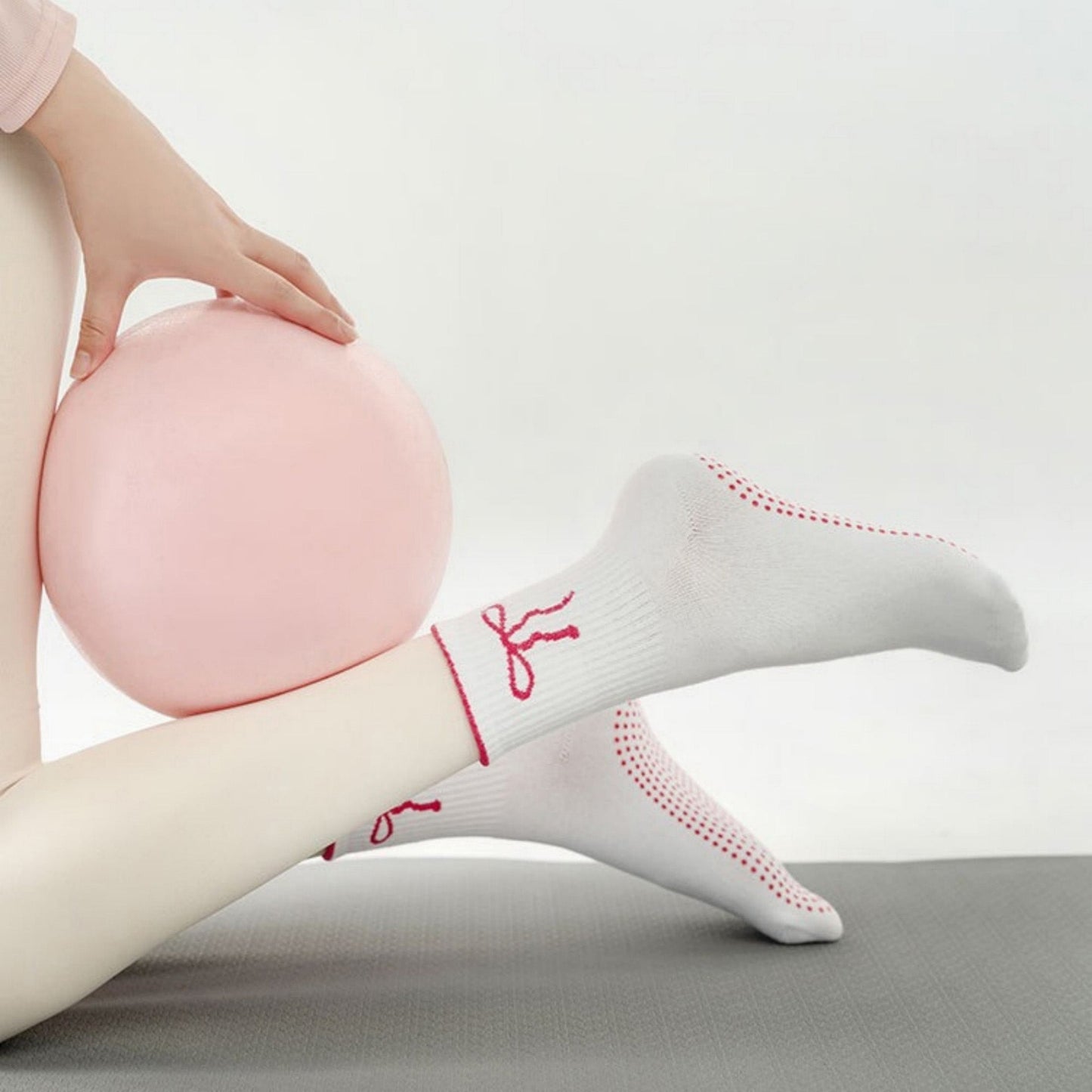 Anna-Kaci Women's 2-Pack Non-Slip Grip Socks with Bow Embroidery and Anti-Skid Dot Soles