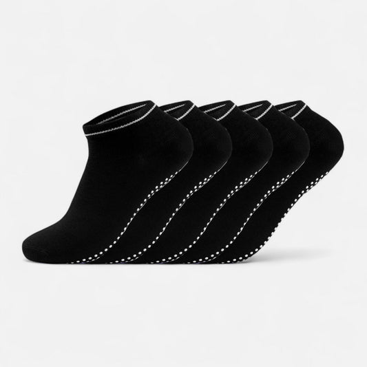Anna-Kaci Women's 5-Pack Ankle Grip Socks with Non-Slip Soles for Everyday Indoor Comfort