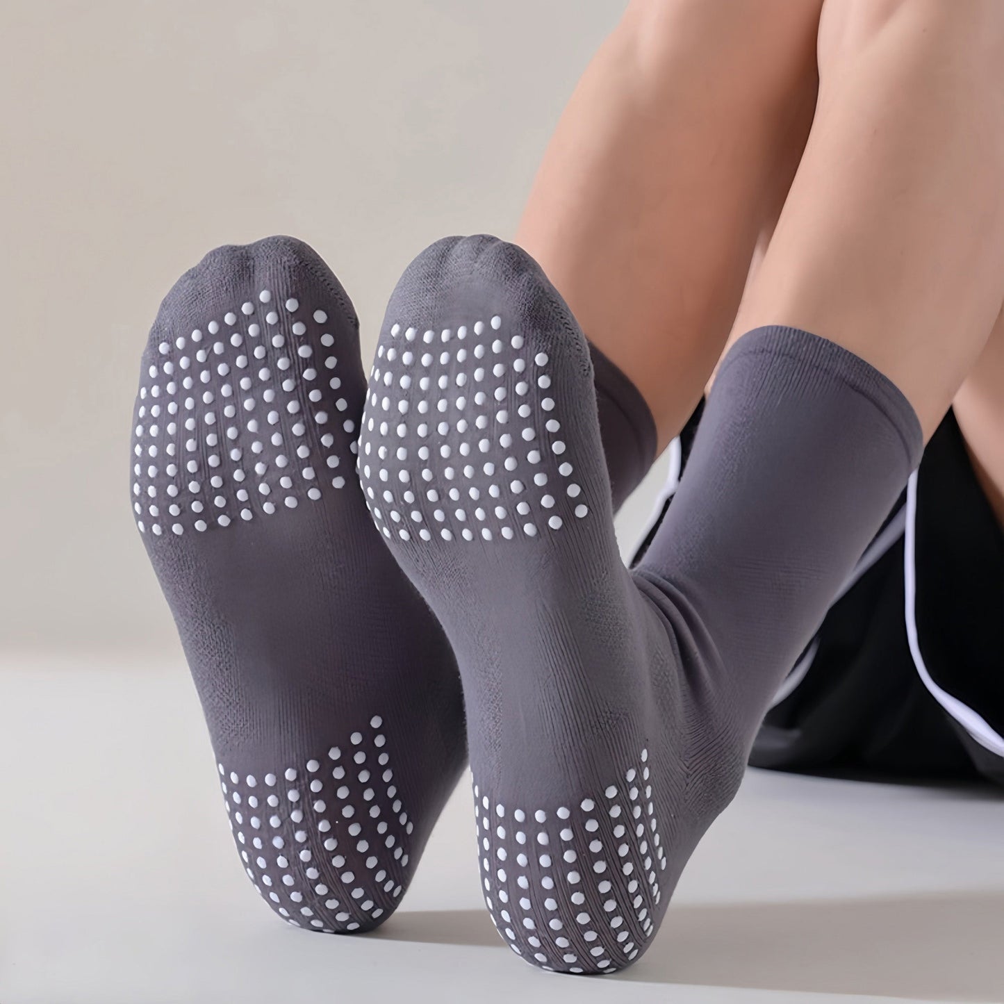 Anna-Kaci Women¡¯s Performance Crew Socks with Non-Slip Grip Soles and Reflective Stripe Accents for Athletic Training