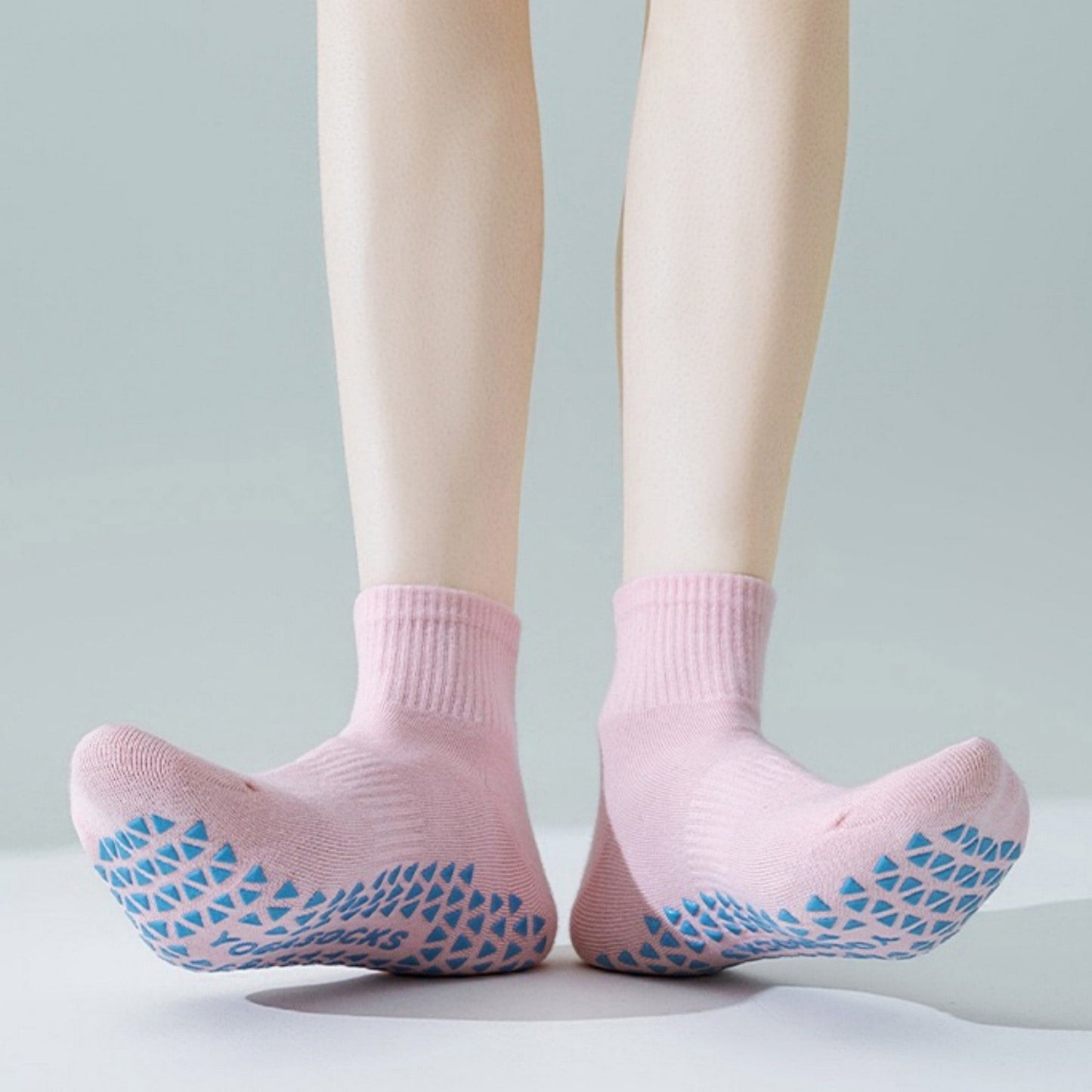 Anna-Kaci Women's Grip Ankle Socks 3-Pack with Heart Embroidery and Anti-Slip Soles for Yoga and Indoor Use