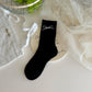 Anna-Kaci 2 Pairs Women's Eyelet Knit Socks with Faux Leather Bow Detail and Mid-Calf Fit