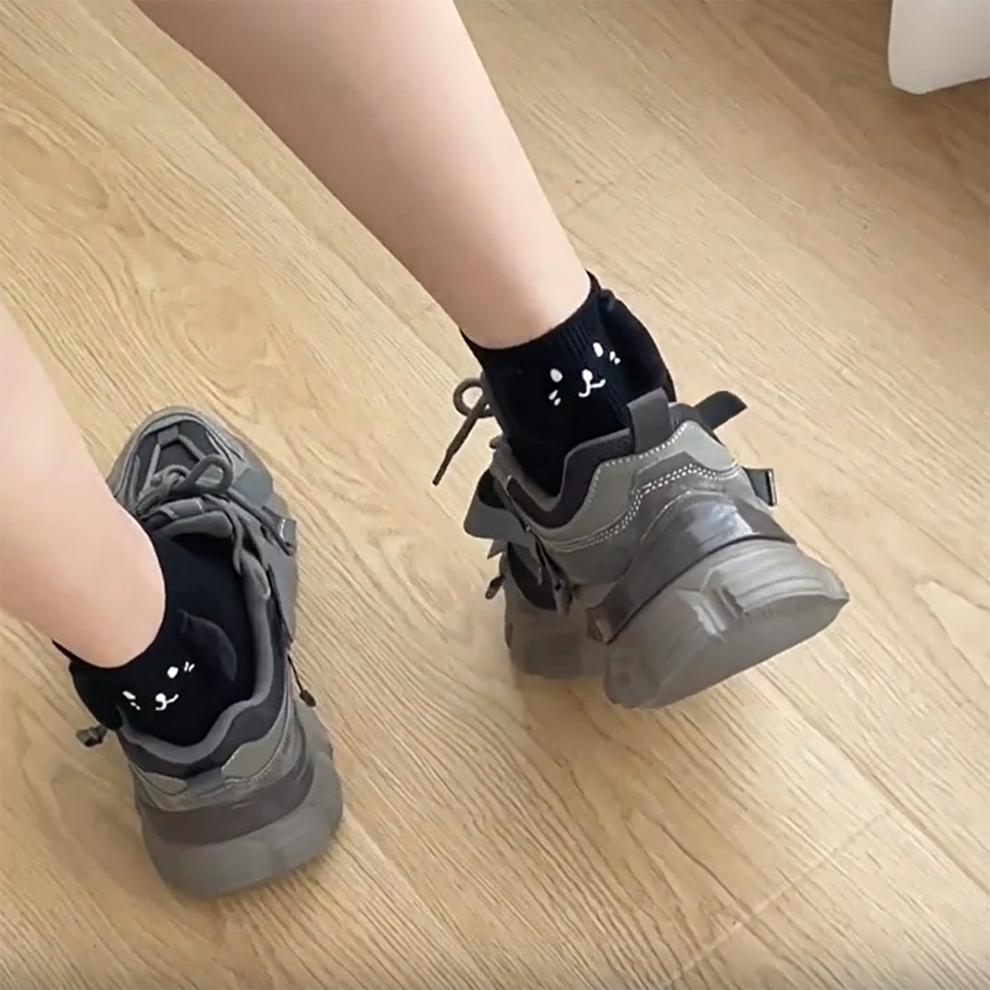 Anna-Kaci 2 Pairs Ribbed Ankle Socks with 3D Puppy Ear Detail and Embroidered Dog Face for Fun Everyday Style