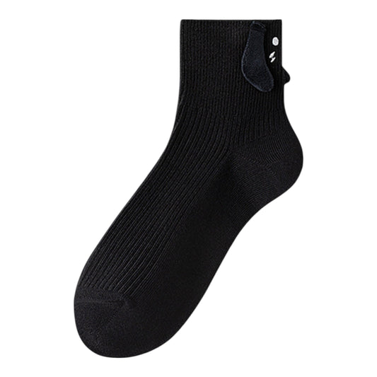 Anna-Kaci 2 Pairs Ribbed Ankle Socks with 3D Puppy Ear Detail and Embroidered Dog Face for Fun Everyday Style