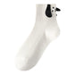 Anna-Kaci 2 Pairs Ribbed Ankle Socks with 3D Puppy Ear Detail and Embroidered Dog Face for Fun Everyday Style