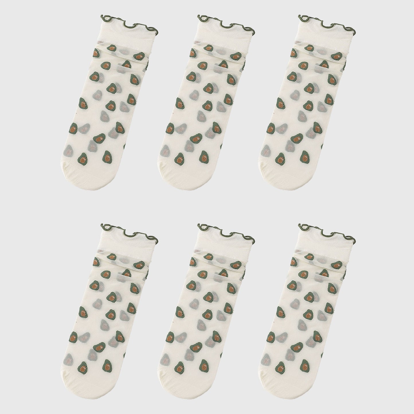 Anna-Kaci Women's Sheer Floral Patterned Ankle Socks with Ruffle Cuff 6pk