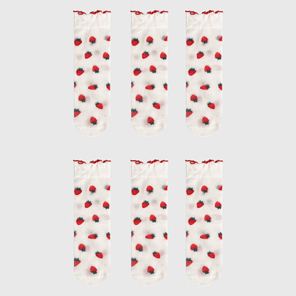 Anna-Kaci Women's Sheer Floral Patterned Ankle Socks with Ruffle Cuff 6pk