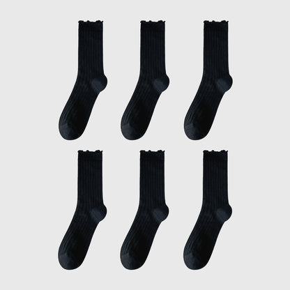 Anna-Kaci Sheer Ruffle-Trimmed Ankle Socks 6pk