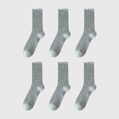 Anna-Kaci Sheer Ruffle-Trimmed Ankle Socks 6pk