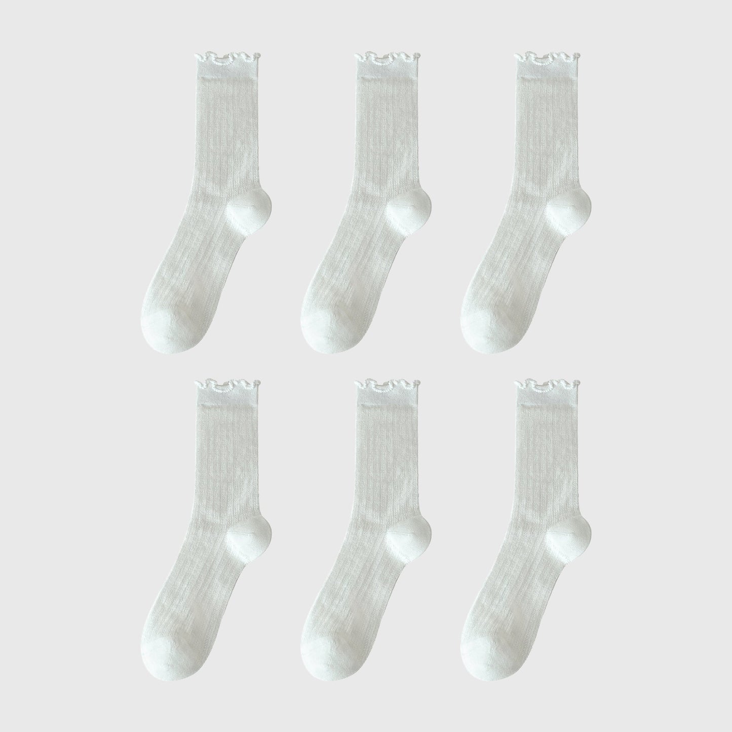 Anna-Kaci Sheer Ruffle-Trimmed Ankle Socks 6pk