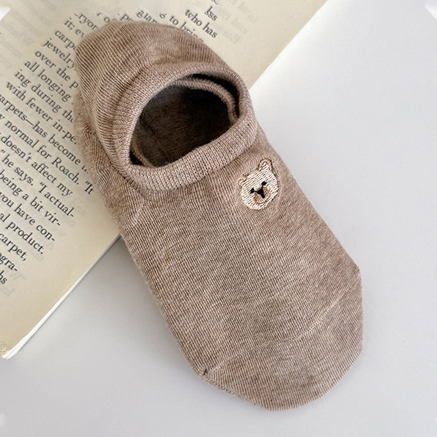 Anna-Kaci Women's 6pk Cute Bear Embroidered No-Show Socks