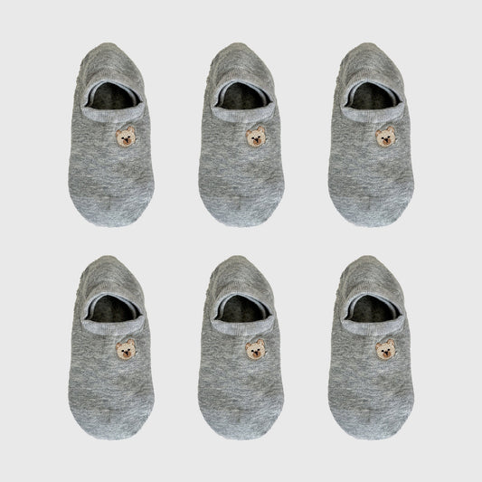 Anna-Kaci Women's 6pk Cute Bear Embroidered No-Show Socks