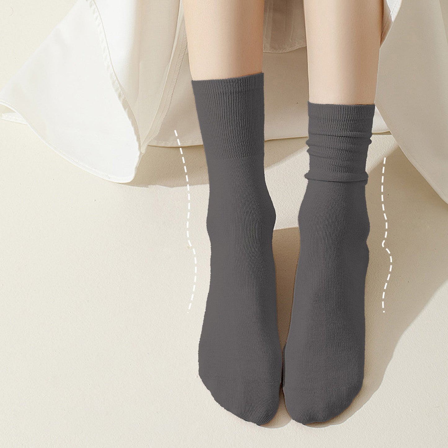 Anna-Kaci Women's Soft White Slouchy Ankle Socks 6pk