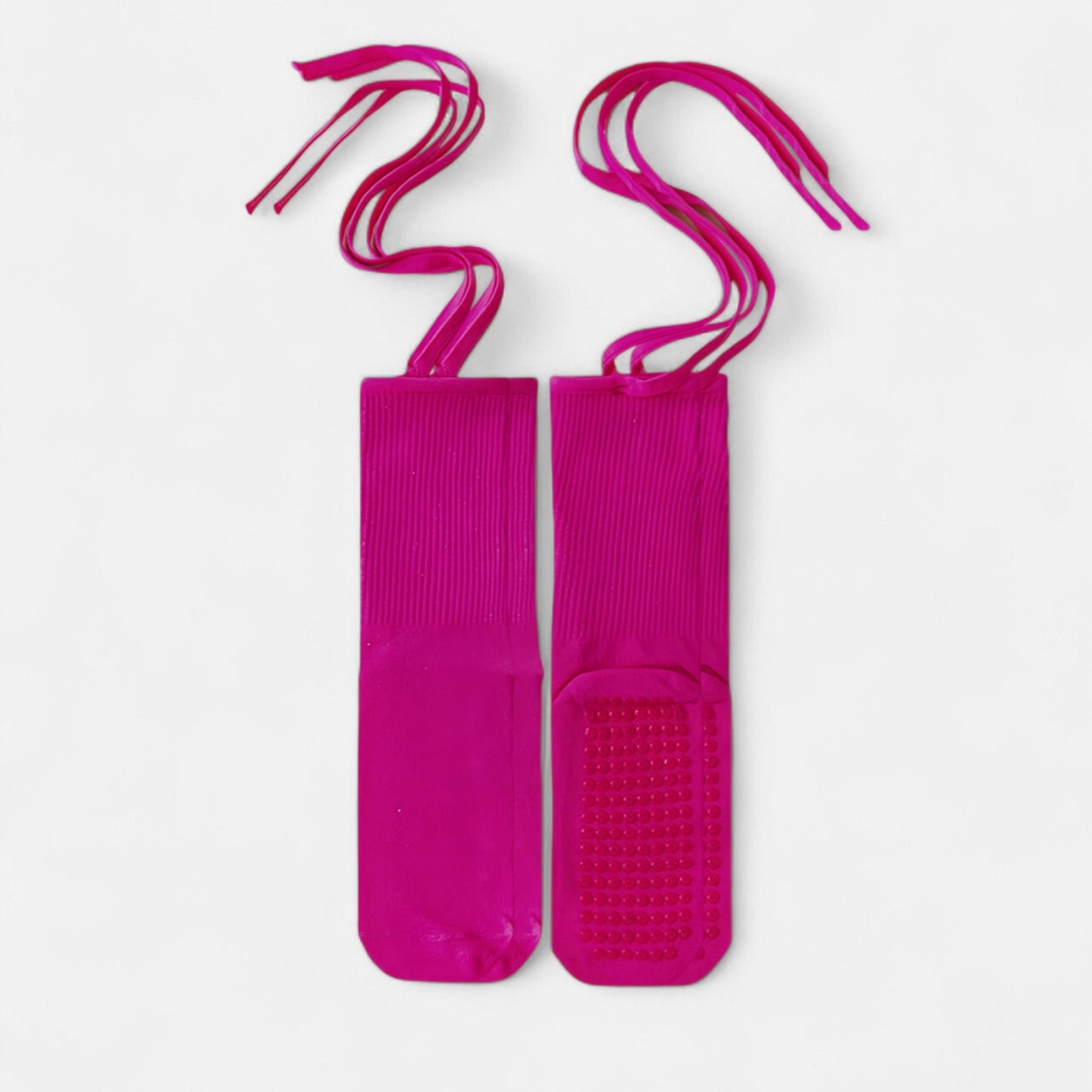 Anna-Kaci Women's 2-Pack Over-the-Calf Grip Socks with Ribbon Tie and Non-Slip Sole for Barre Pilates Yoga