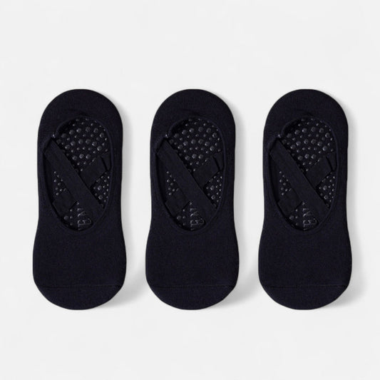 Anna-Kaci Women's 3-Pack Ballet Style Grip Socks with Crisscross Elastic and Non-Slip Soles for Barre Pilates Yoga