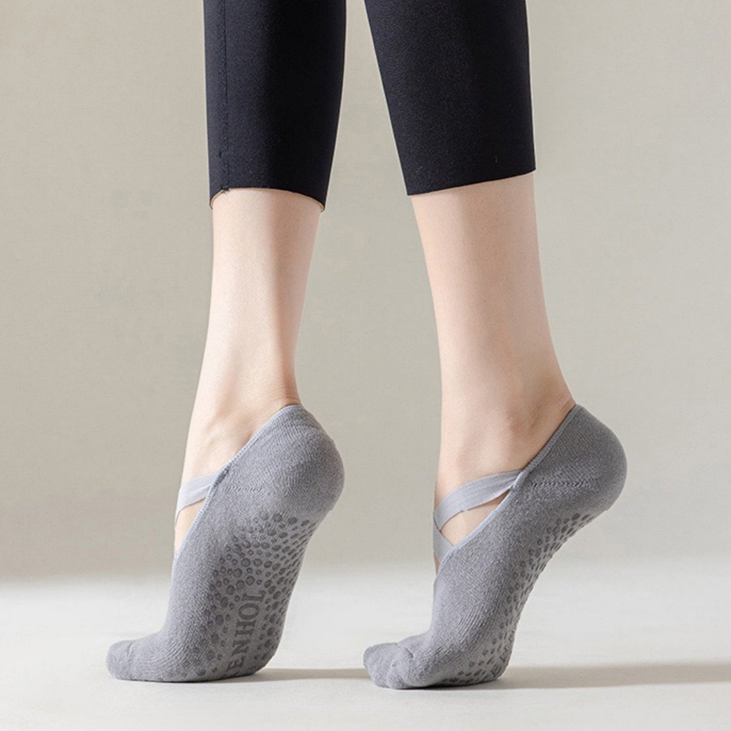 Anna-Kaci Women's 3-Pack Ballet Style Grip Socks with Crisscross Elastic and Non-Slip Soles for Barre Pilates Yoga