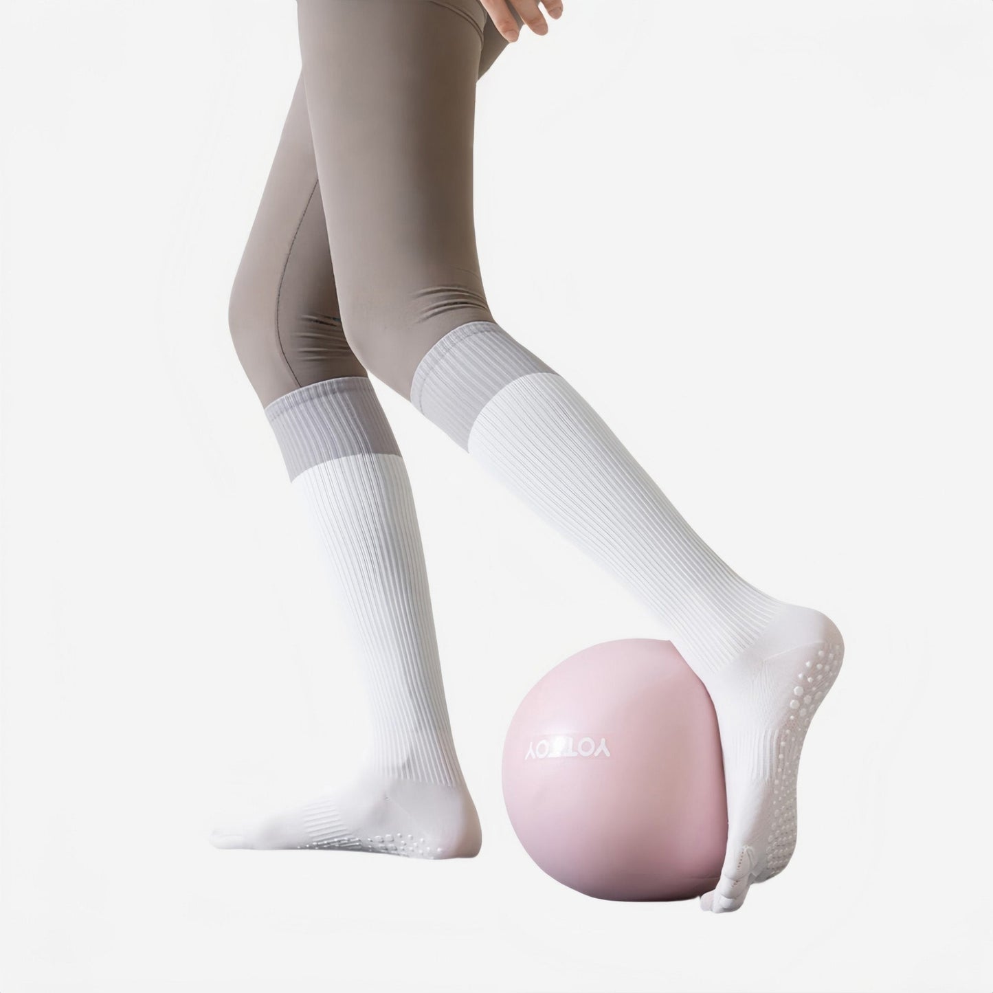 Anna-Kaci Women's 2-Pack Knee High Grip Toe Socks with Ribbed Fabric and Non-Slip Soles for Yoga and Studio Workouts