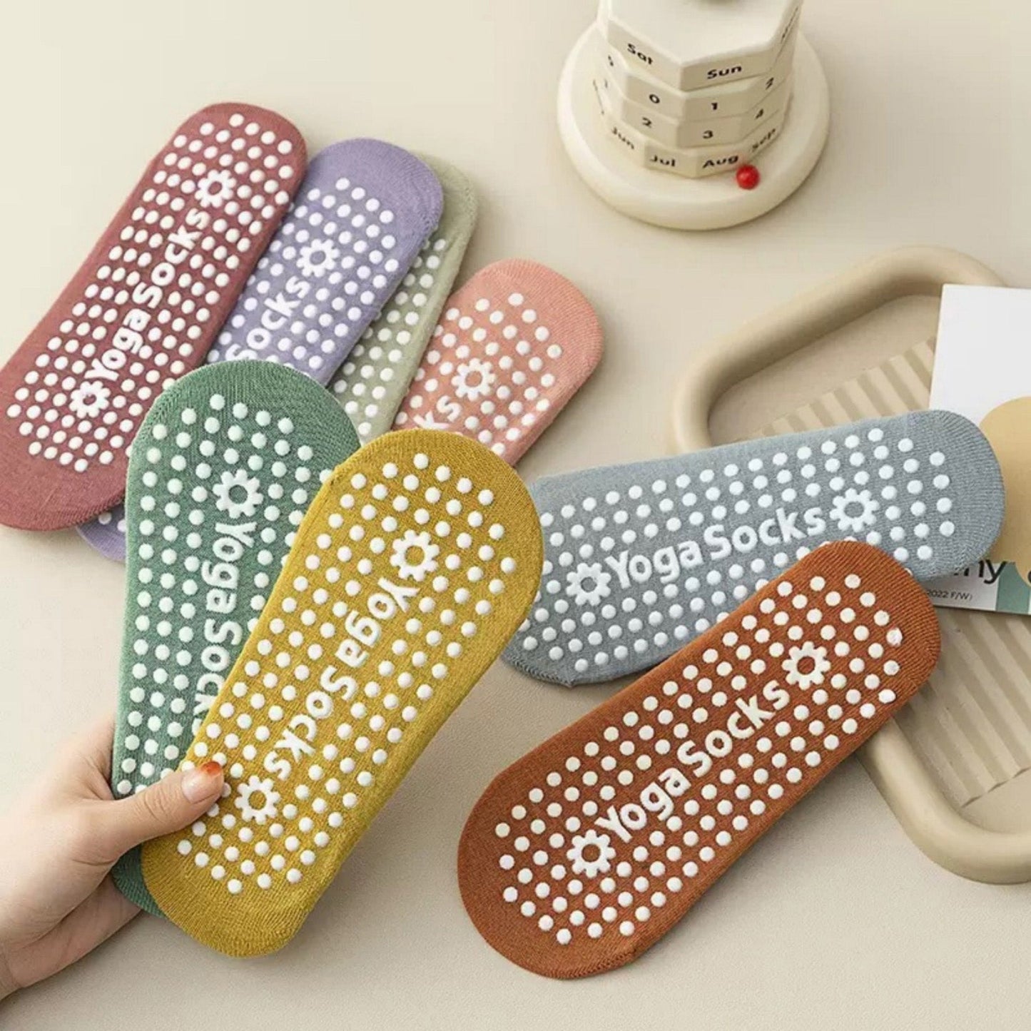 Anna-Kaci Women's 3-Pack Ballet Cut Grip Socks with Non-Slip Flower Sole Design for Pilates and Indoor Movement