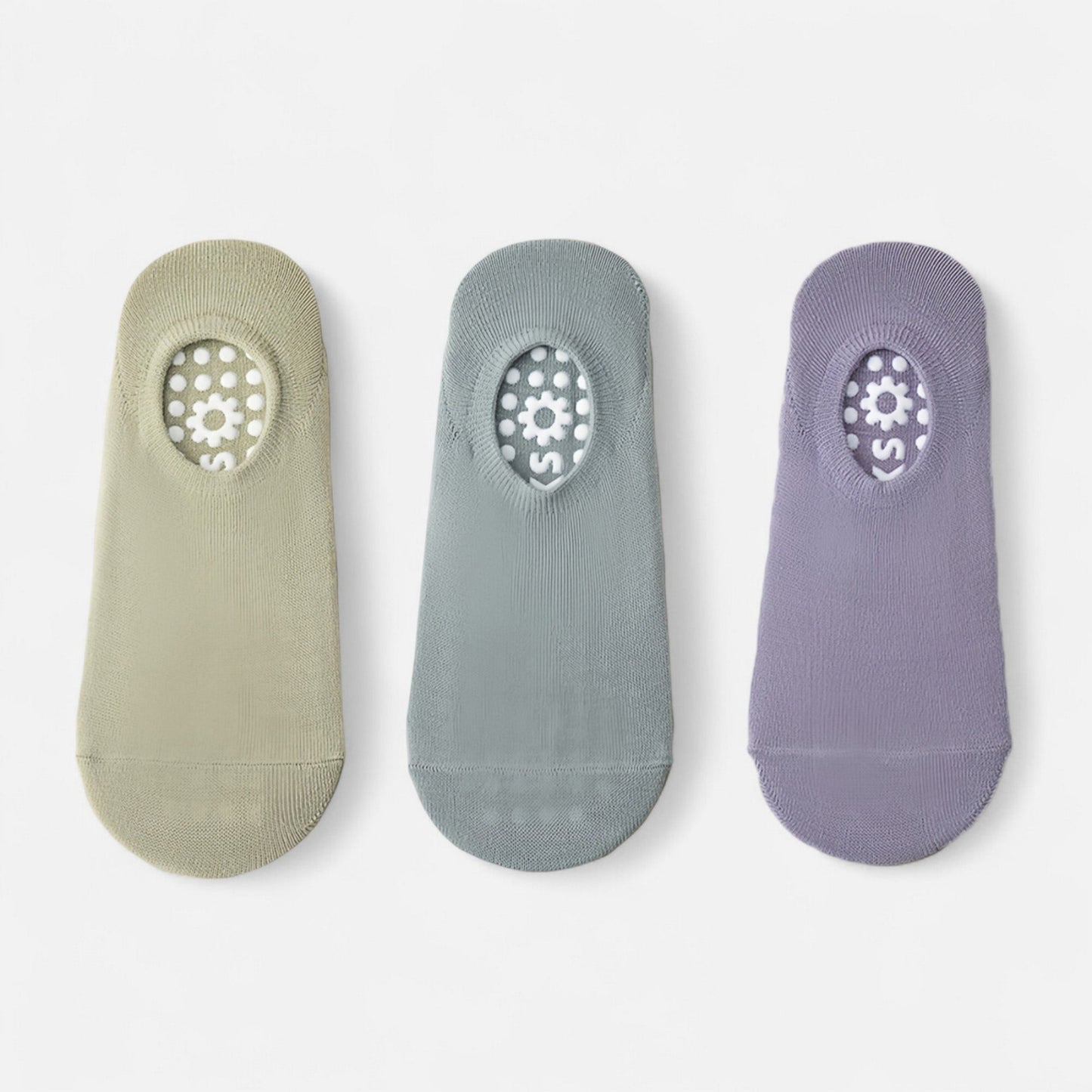 Anna-Kaci Women's 3-Pack Ballet Cut Grip Socks with Non-Slip Flower Sole Design for Pilates and Indoor Movement