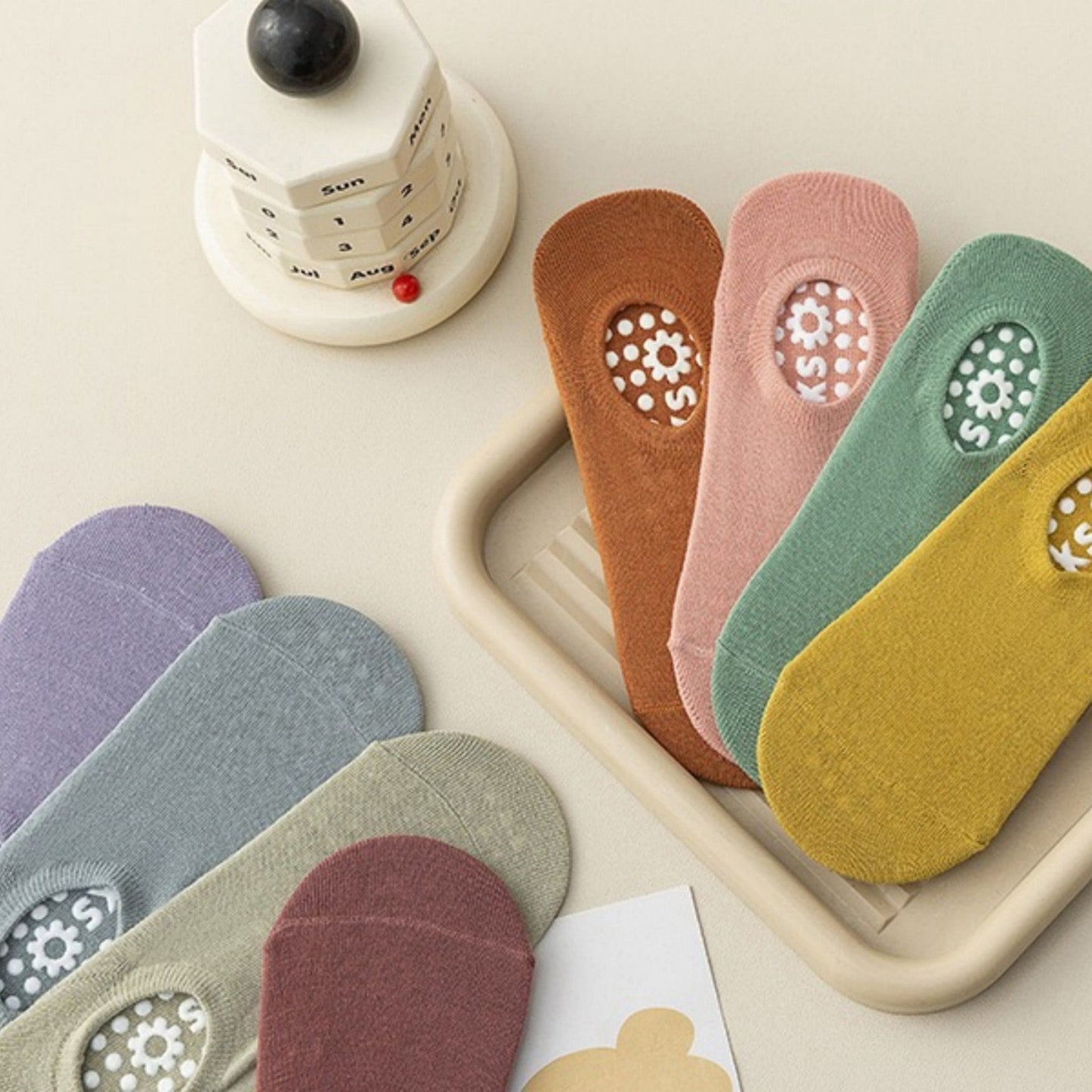 Anna-Kaci Women's 3-Pack Ballet Cut Grip Socks with Non-Slip Flower Sole Design for Pilates and Indoor Movement