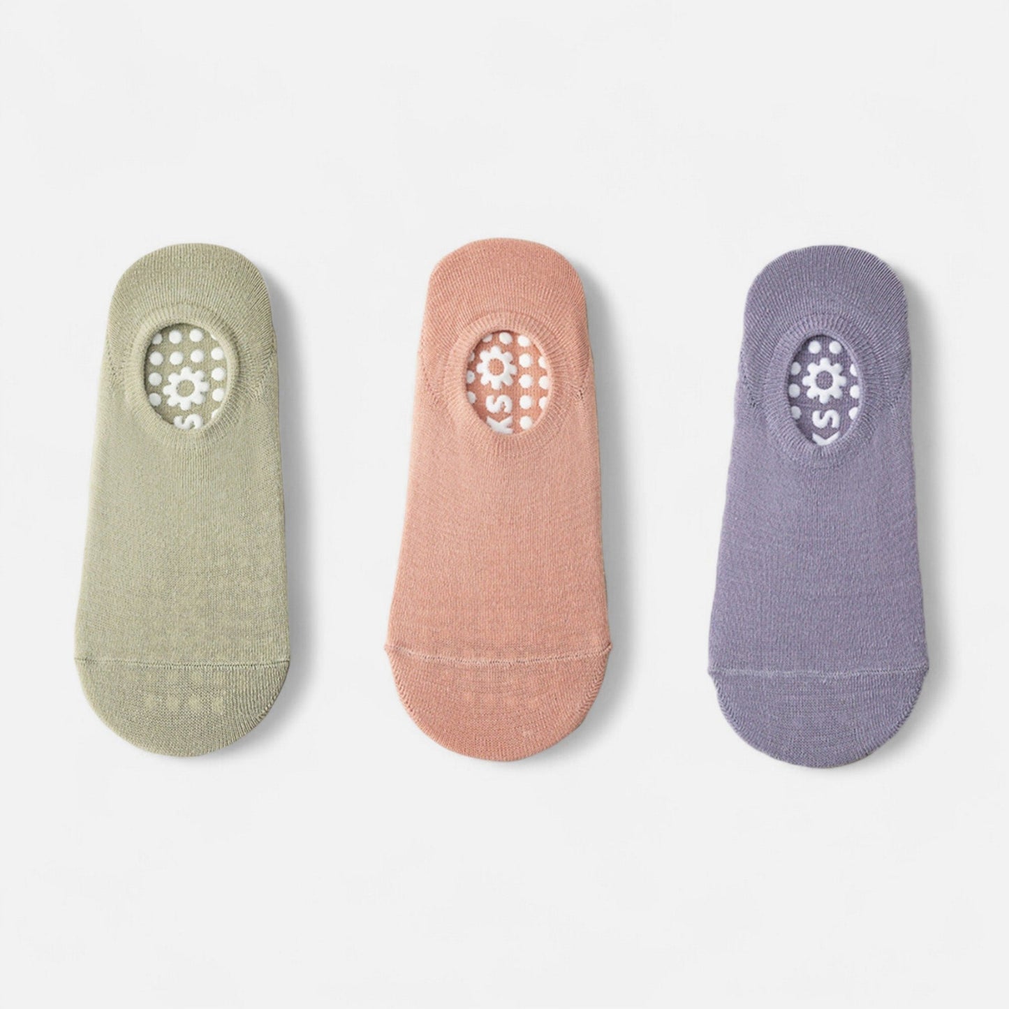 Anna-Kaci Women's 3-Pack Ballet Cut Grip Socks with Non-Slip Flower Sole Design for Pilates and Indoor Movement