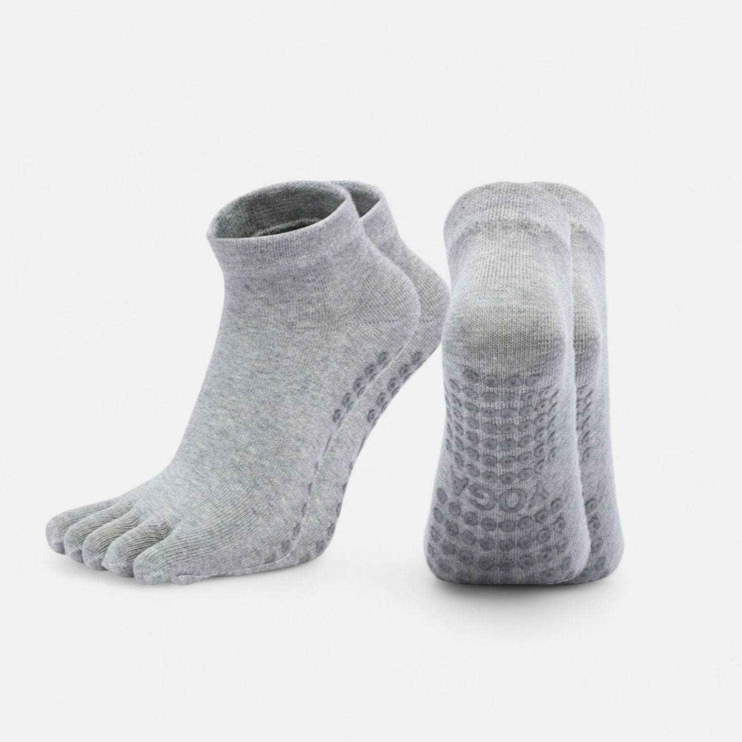 Anna-Kaci Women's 2-Pack Five-Toe Non-Slip Ankle Socks with Grip Soles for Yoga Pilates and Barefoot Stability