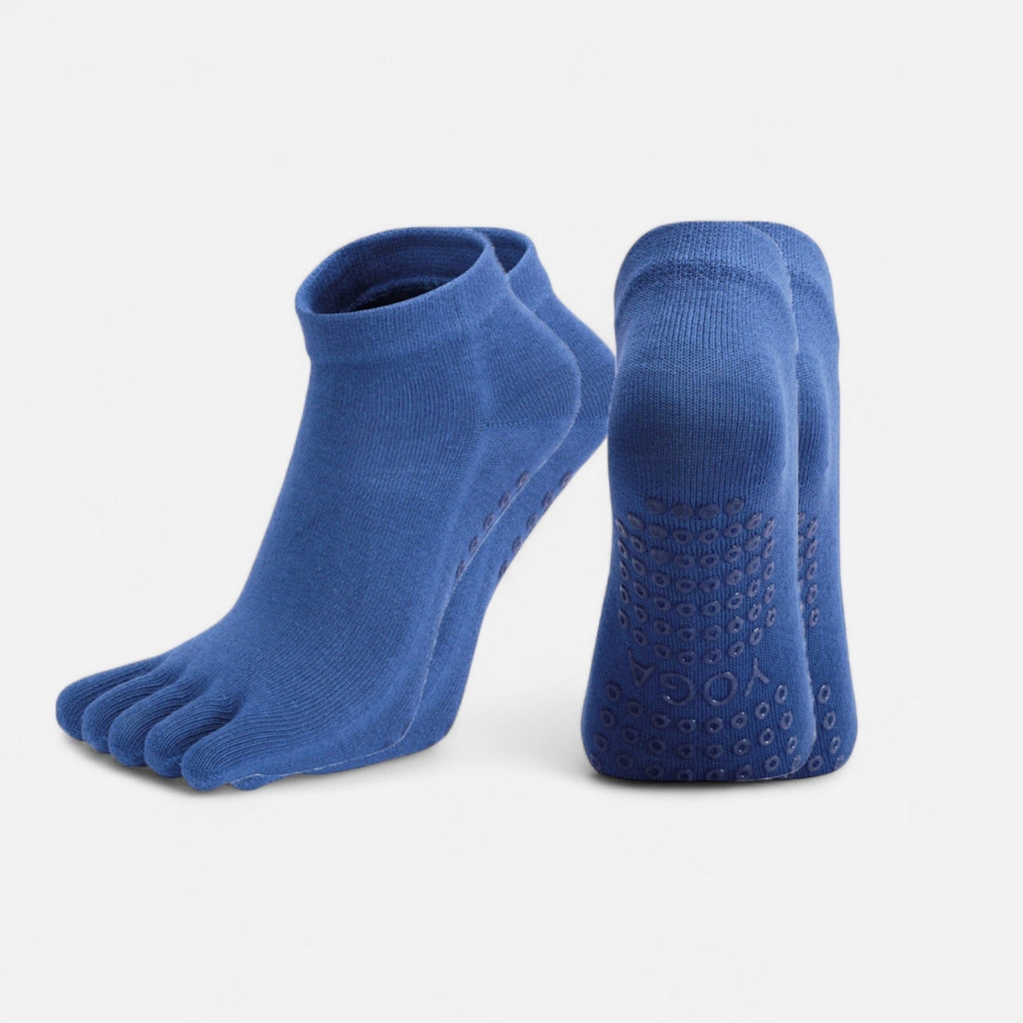 Anna-Kaci Women's 2-Pack Five-Toe Non-Slip Ankle Socks with Grip Soles for Yoga Pilates and Barefoot Stability