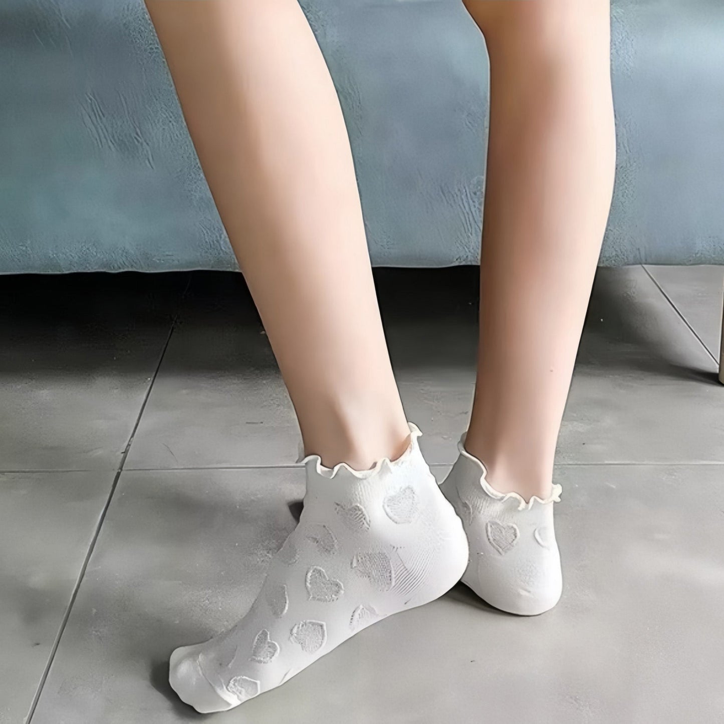 Anna-Kaci Women's 3-Pack Heart Knit Ankle Socks with Ruffle Trim and Soft Stretchy Fabric