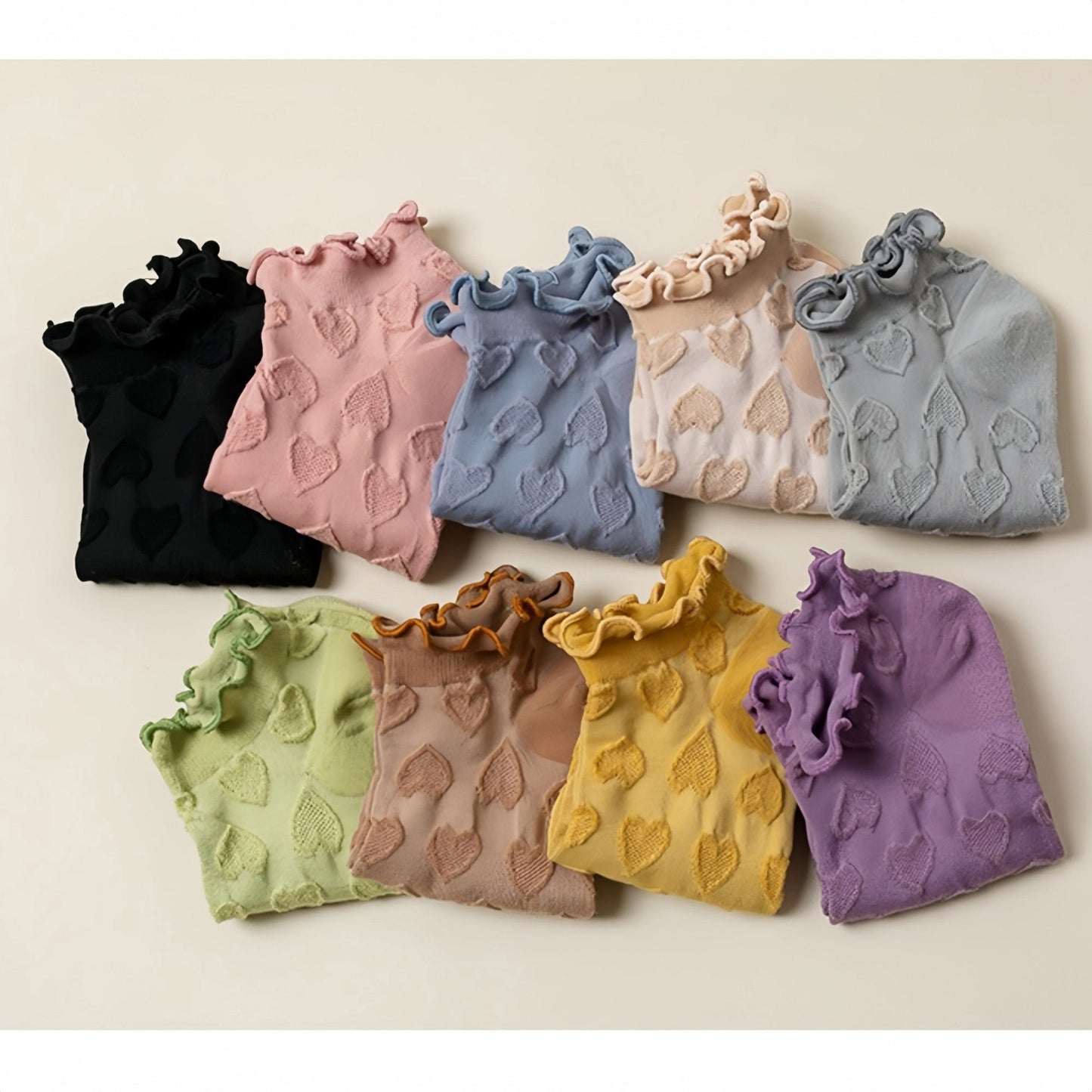 Anna-Kaci Women's 3-Pack Heart Knit Ankle Socks with Ruffle Trim and Soft Stretchy Fabric