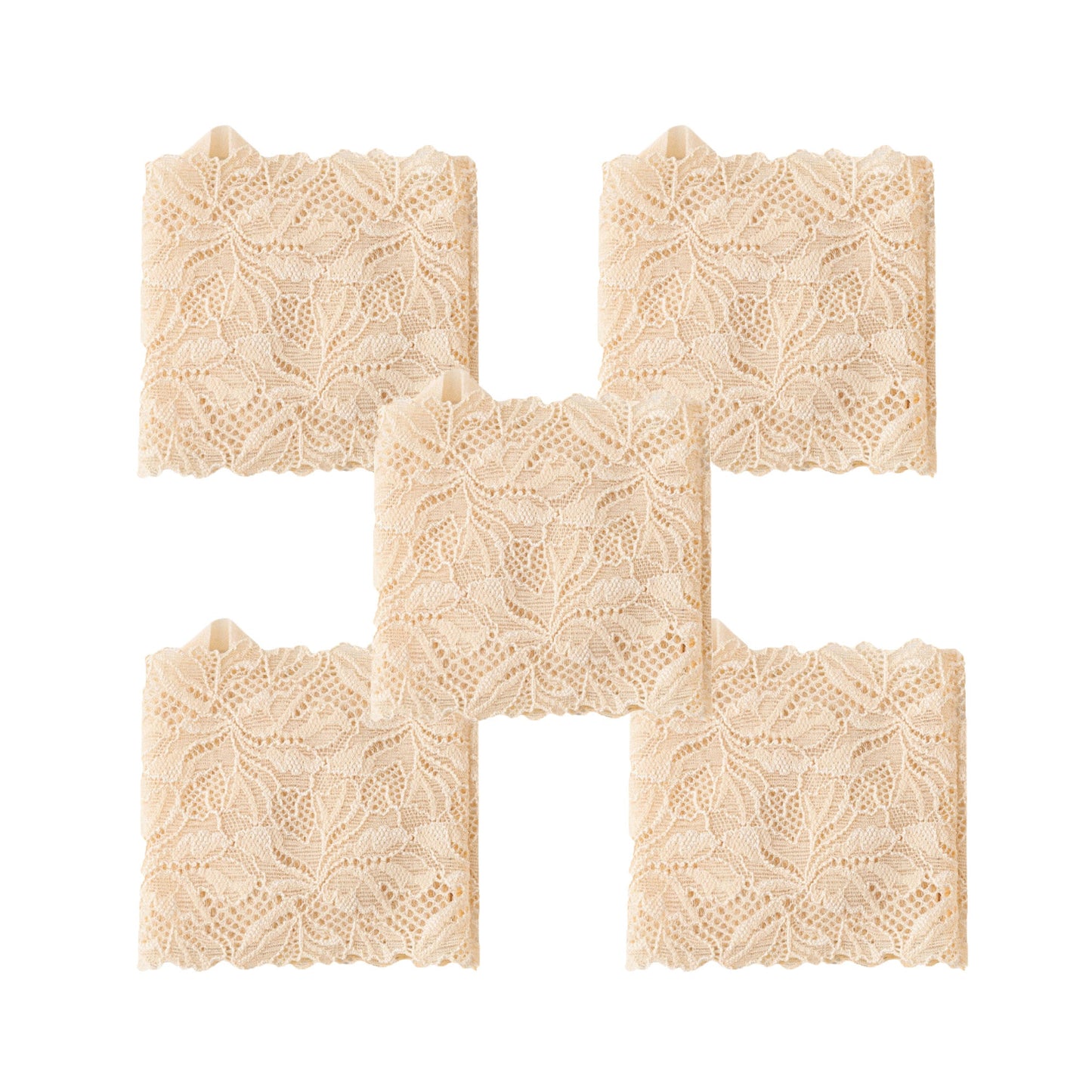 Anna-Kaci 5 Pairs Women's Floral Lace No Show Socks Low Cut Stretch Liner with Elegant Scalloped Trim Invisible Design for Flats and Loafers